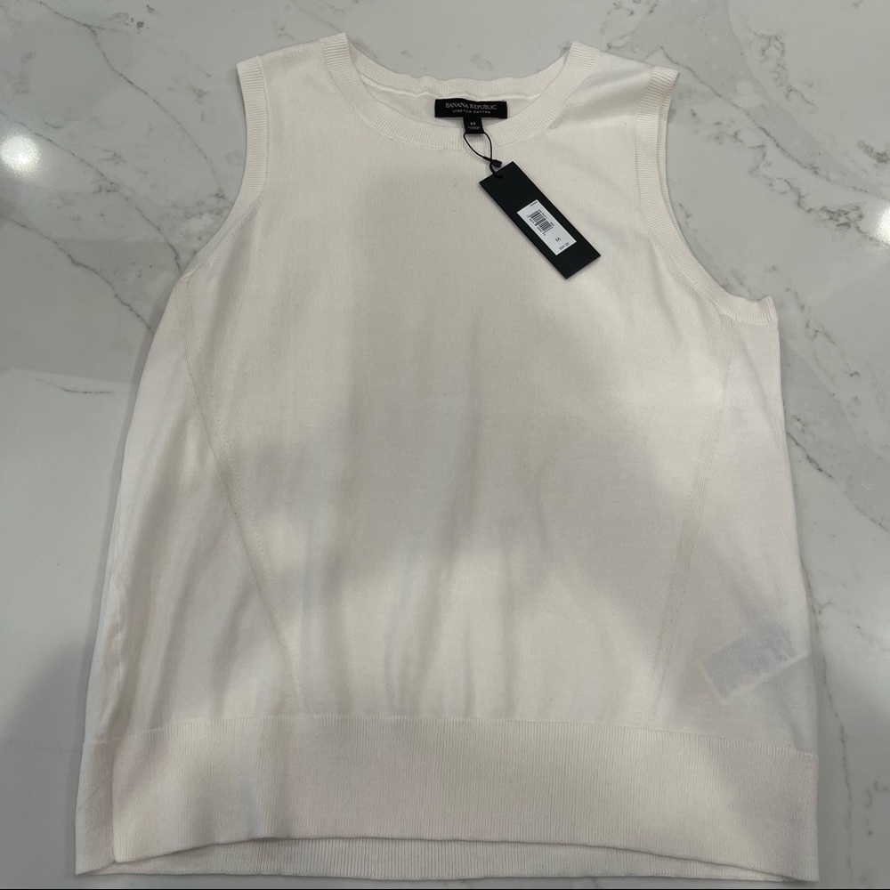 NWT Banana Republic cream cotton sleeveless top - Picture 12 of 16